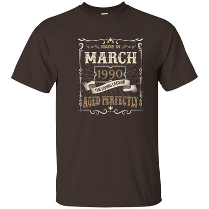 Made In March 1990 The Living Legend 28th Birthday T-shirt Dark Chocolate