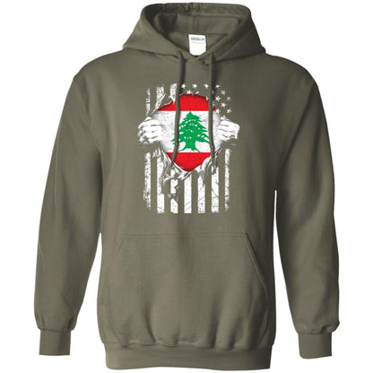 Super Lebanon Hearts American Patriot Flag Lebanese T-shirt Military Green