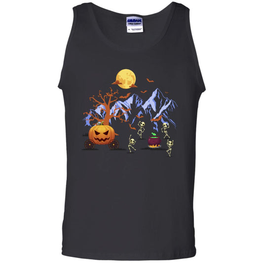 Dancing Skeleton With Pumpkin Funny Halloween Gift Shirt Black