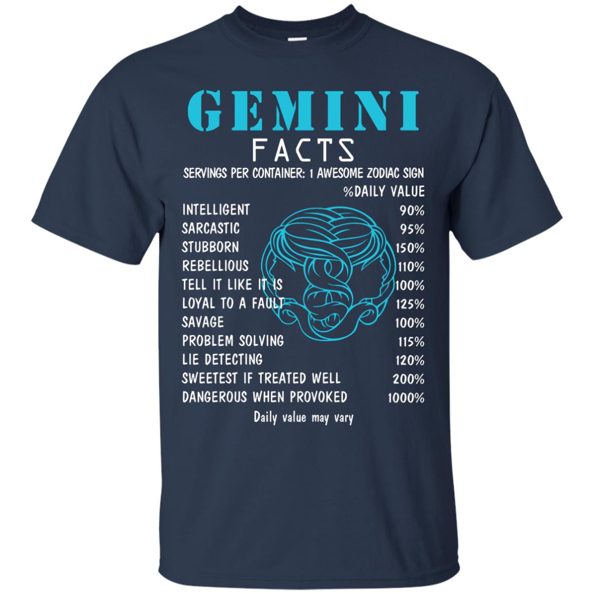 Gemini Facts 1 Awesome Zodiac Sign Gift Shirt For Gemini Horoscope Navy