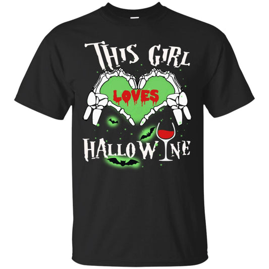 This Girl Loves Hallo-wine Funny Halloween Shirt For Wine Lovers Black