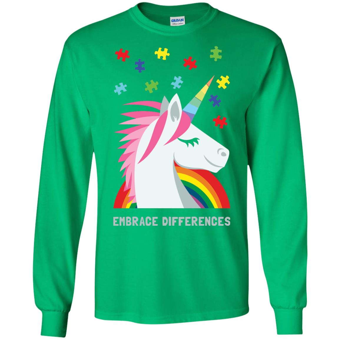 Autism Awareness Shirt Unicorn Puzzle Embrace Differences Irish Green