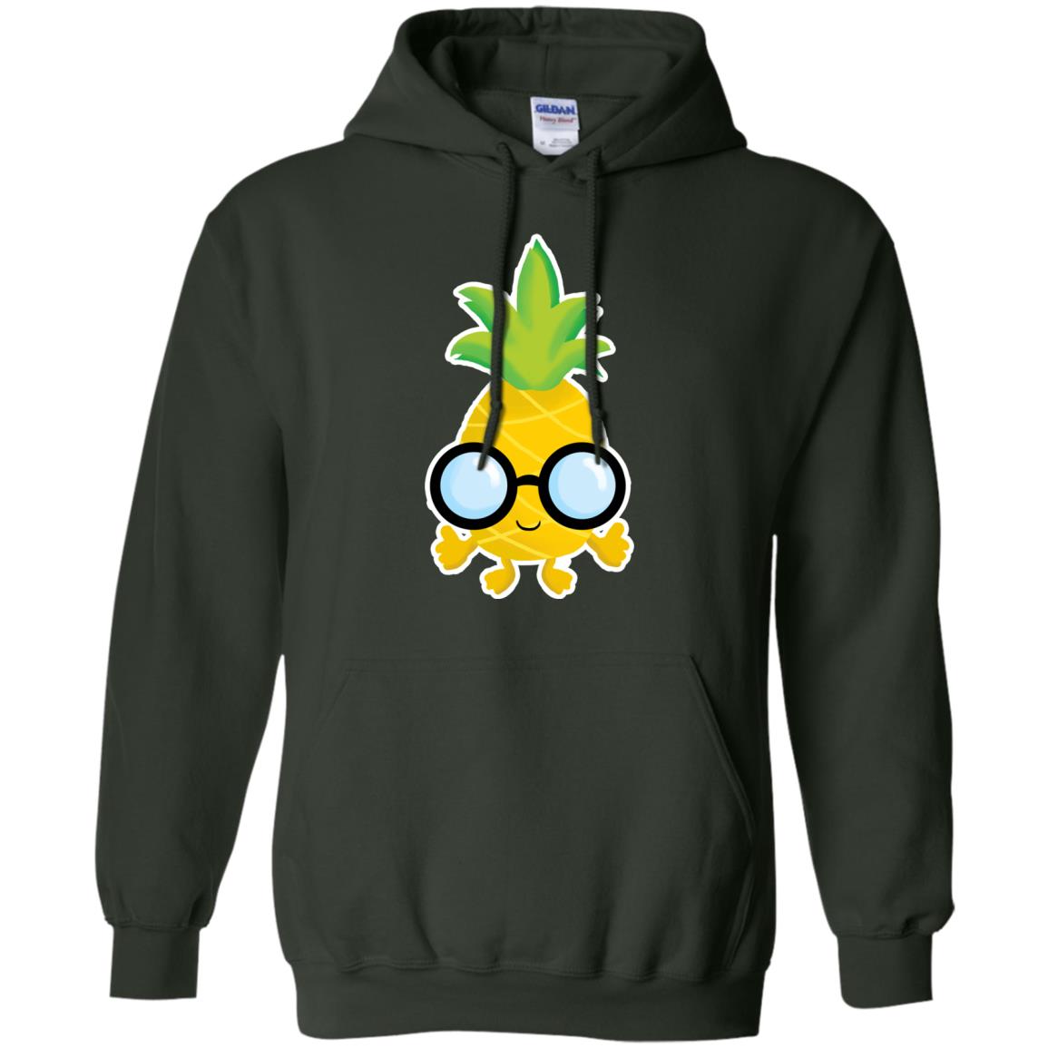 Funny Pineapple With Glasses For Boys Mens Shirt Forest Green