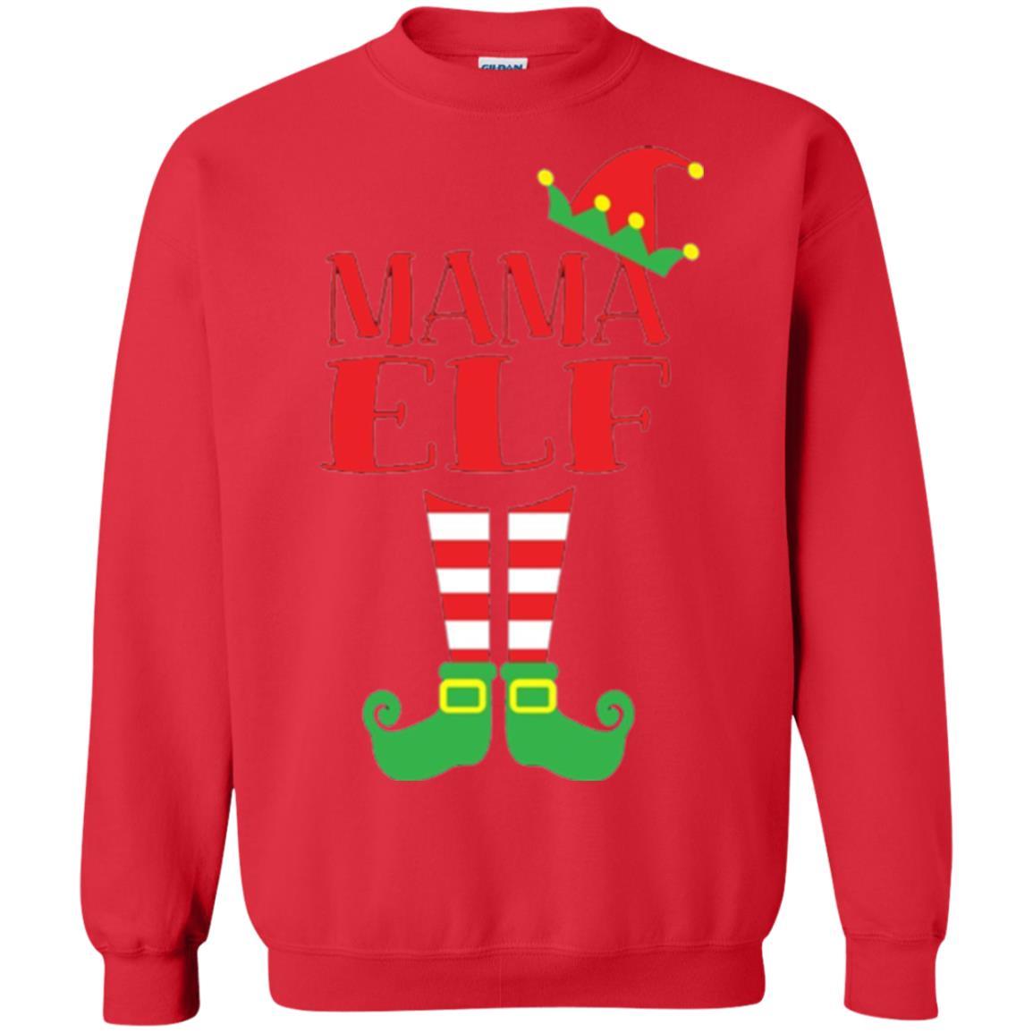 Family Christmas T-shirt Mama Elf T-shirt Red