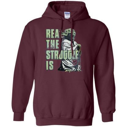 Film T-shirt Star Wars Yoda Real The Struggle Is Graphic Maroon