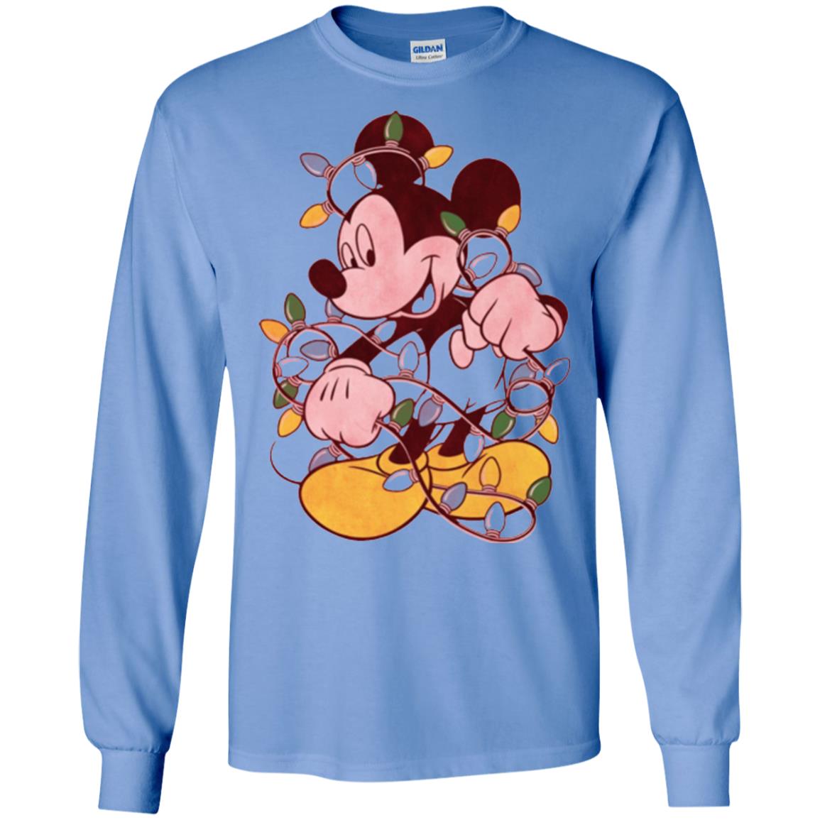 Christmas Lights T-shirt Disney Mickey Mouse Carolina Blue