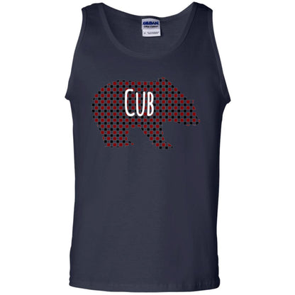 Family Christmas T-shirt Red Plaid Cub Bear Navy