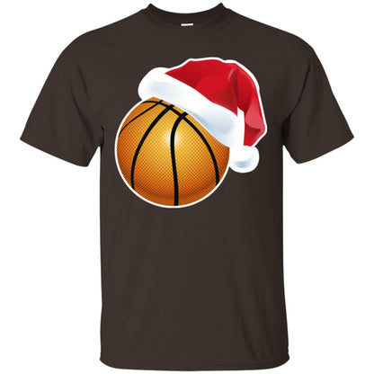 Basketball With Santa Claus Hat X-mas Shirt For Basketball Lovers Dark Chocolate