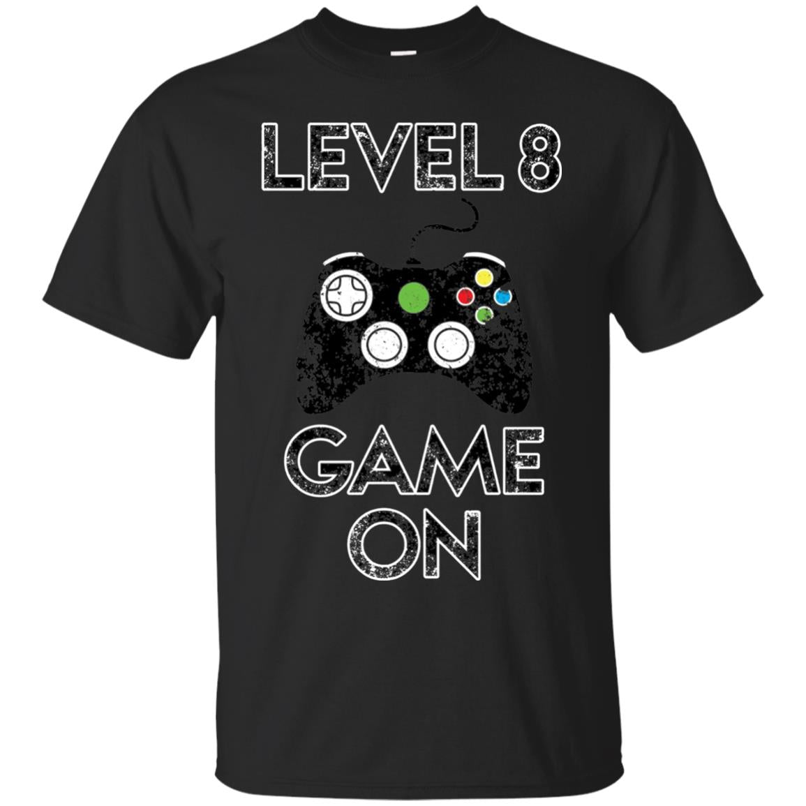 Level 8 Game On 8th Birthday Gift T-shirt Black