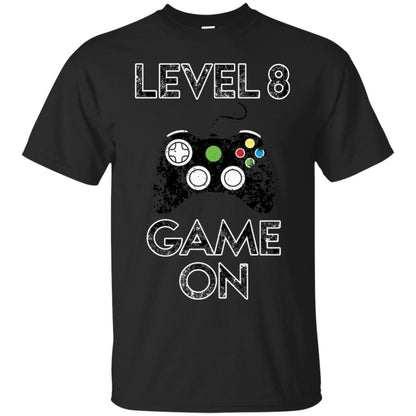Level 8 Game On 8th Birthday Gift T-shirt Black