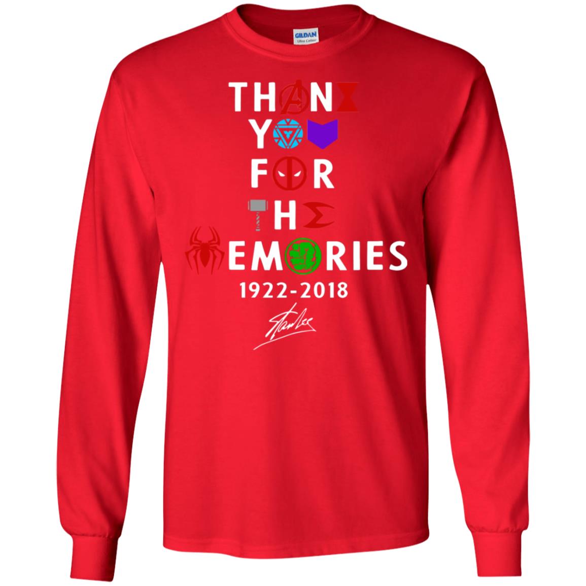 Thank You For The Memories Stan Lee Movie Hero Fan Shirt Red