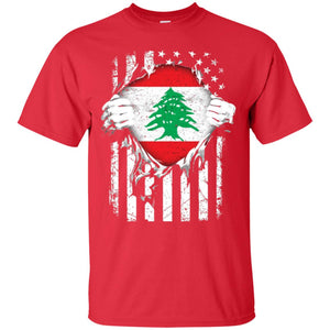 Super Lebanon Hearts American Patriot Flag Lebanese T-shirt