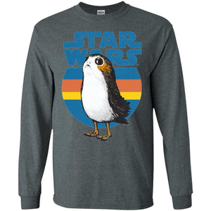 Film T-shirt Star Wars Last Jedi Porg Retro Stripes Logo Graphic