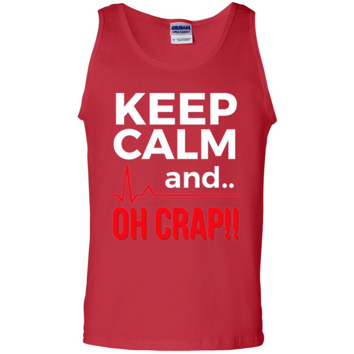 Funny Emergency Room T-shirt Keep Calm Oh Crap Flatline Red