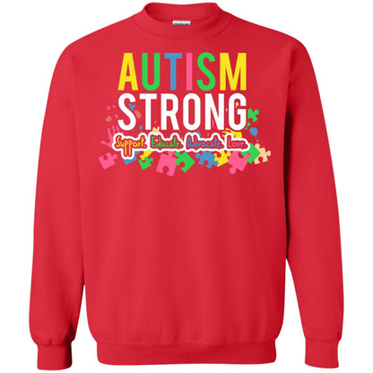 Autism Strong Support Educate Advocate Love Autism Awearness T-shirt Red