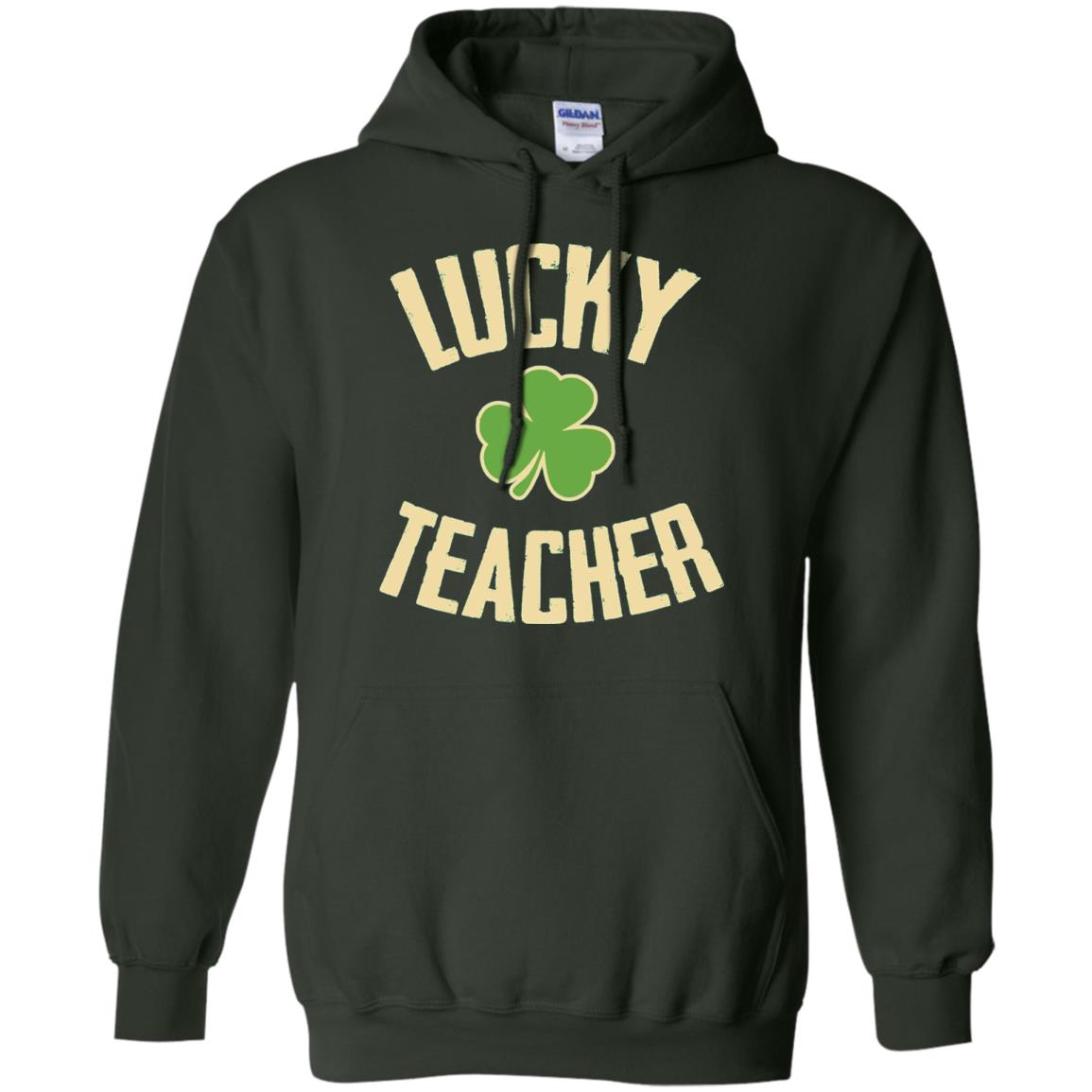 Lucky Teacher Shirt St. Patrick_s Day T-shirt Forest Green