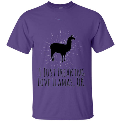 Funny Llama Lovers T-shirt I Just Freaking Love Llamas Ok Purple