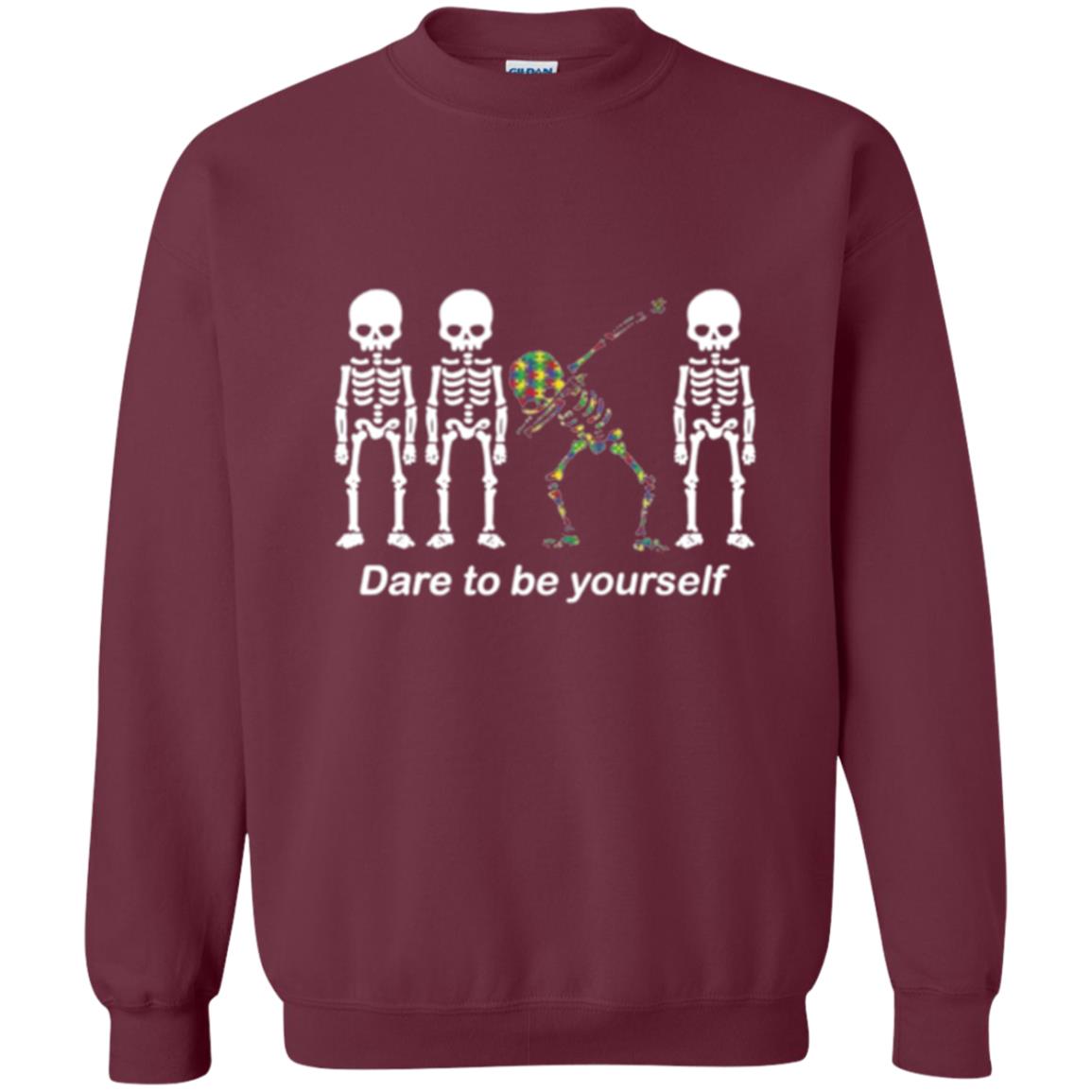 Dabbing T-shirt Dabbing Skeleton Dare To Be Yourself Maroon