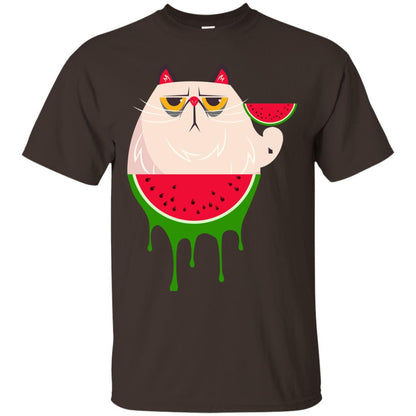 Watermelon Cat Funny Summer Melon Fruit Shirt Dark Chocolate