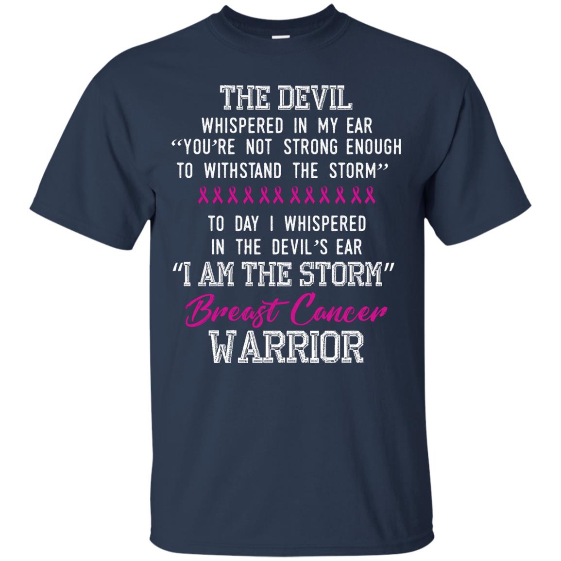 Breast Cancer Warrior T-shirt I Am The Storm Breast Cancer Warrior With Pink Ribbons Navy