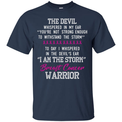 Breast Cancer Warrior T-shirt I Am The Storm Breast Cancer Warrior With Pink Ribbons Navy