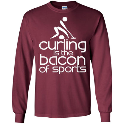Funny Curling Is The Bacon Of Sports T-shirt Maroon