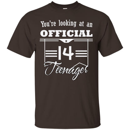 You're Looking At An Official 14 Teenager 14th Birthday Shirt Dark Chocolate