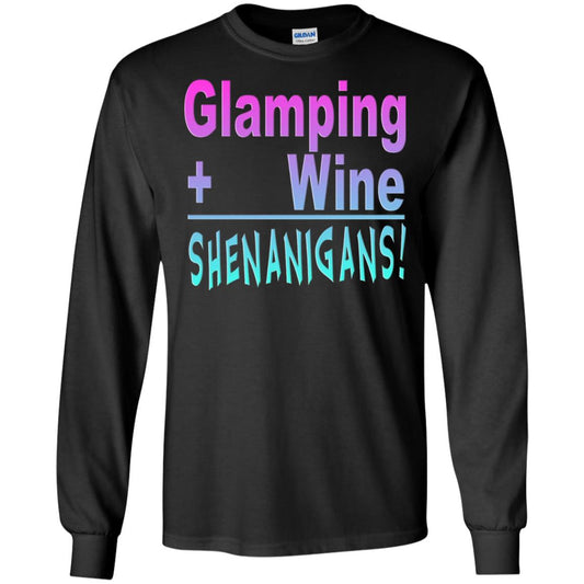 Glamping Drink Wine Shenanigans Funny Happy Glamper T-shirt Black