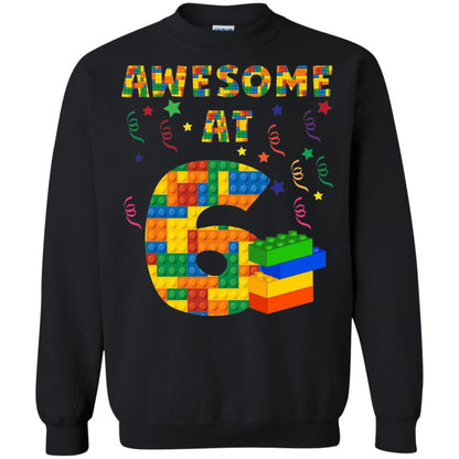 Awesome At 6 Age 6 Six Blocks Bricks Theme Shirt Black