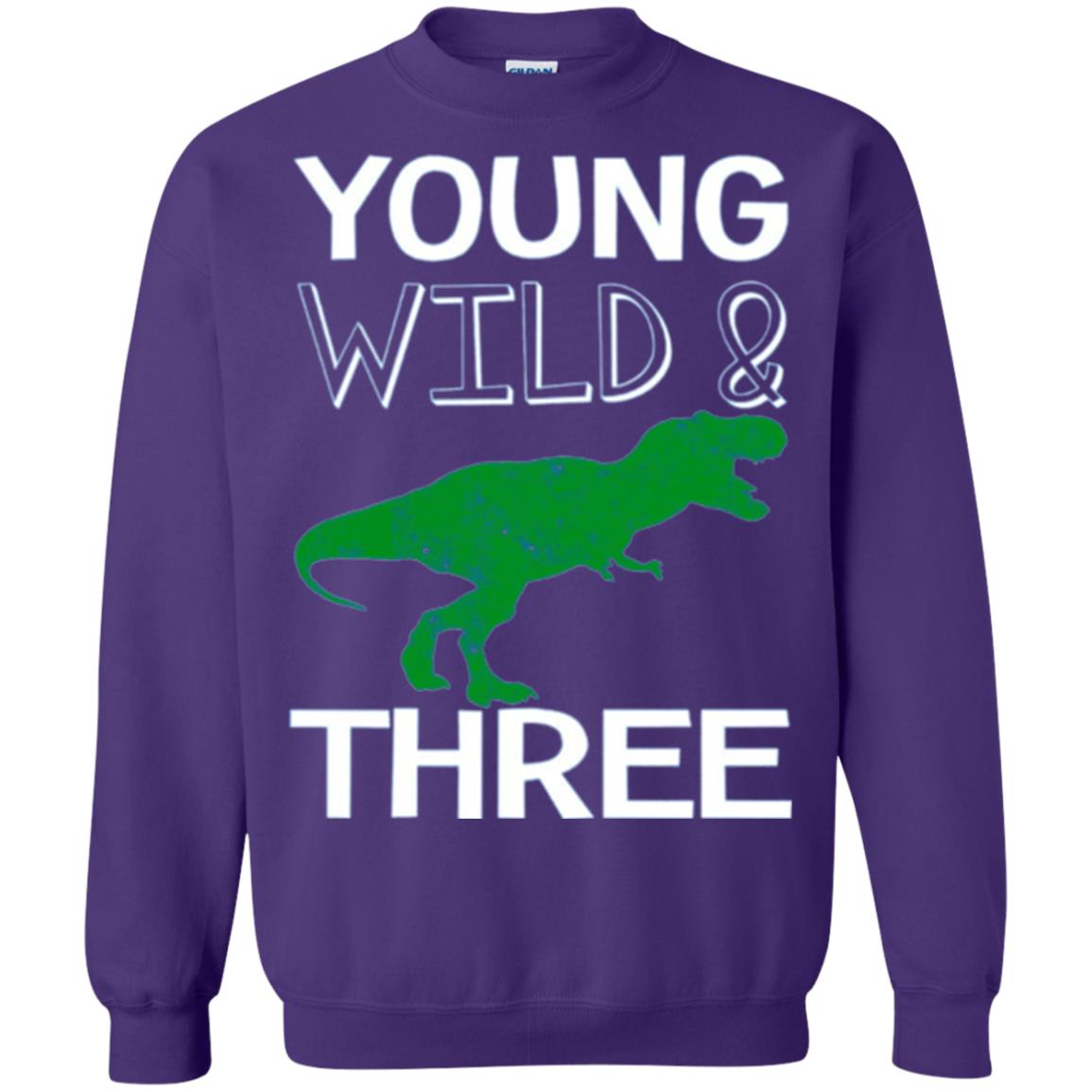 Dinosaur T-shirt Young Wild And Three Purple