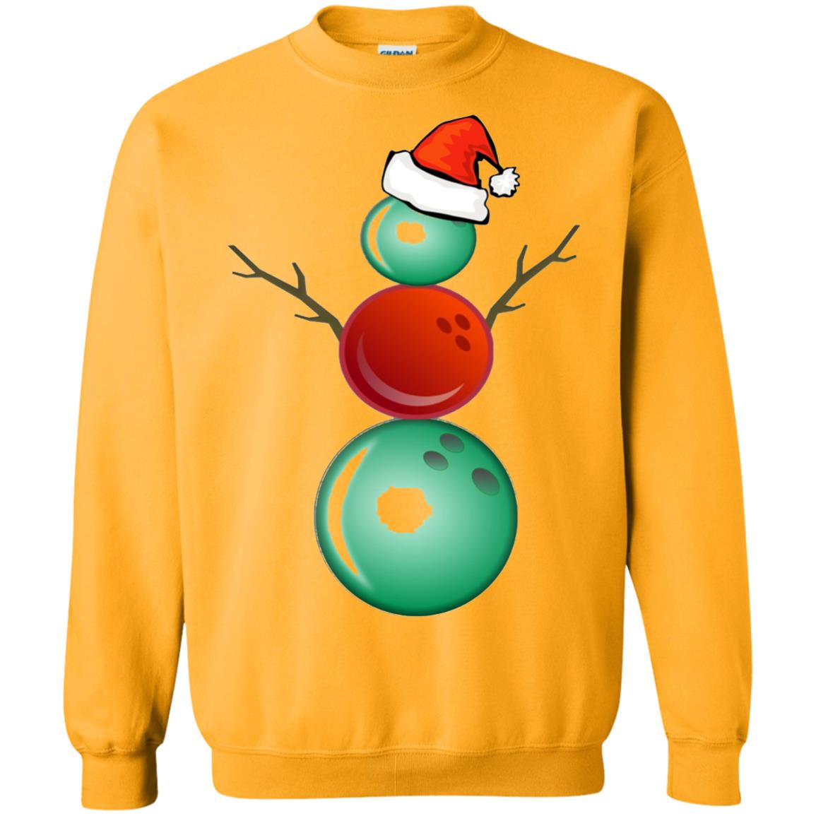 Funny Christmas Shirts Bowling Snowman Gold
