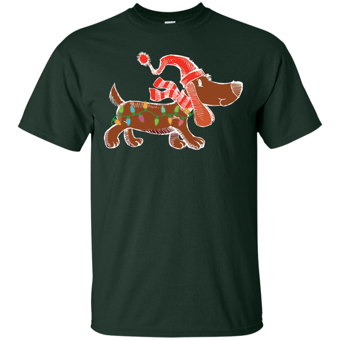 Dog Lover T-Shirt Christmas Lights Labrador Retriever Dog Lover Forest Green