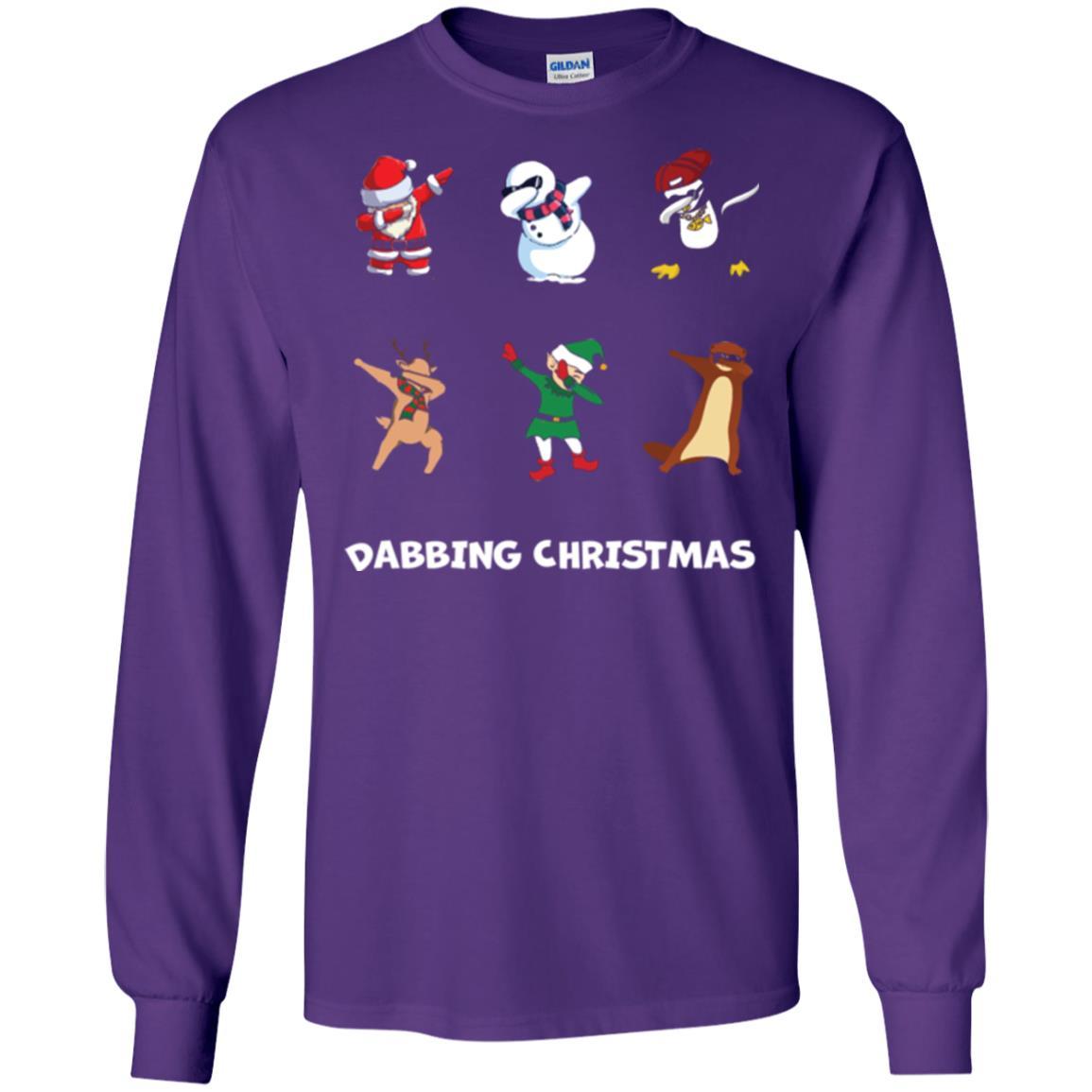 Dabbing Christmas T-shirt Purple