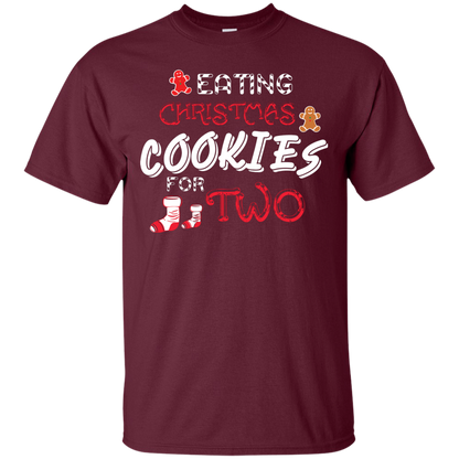 Christmas T-shirt Eating Christmas Cookies For Two Maroon