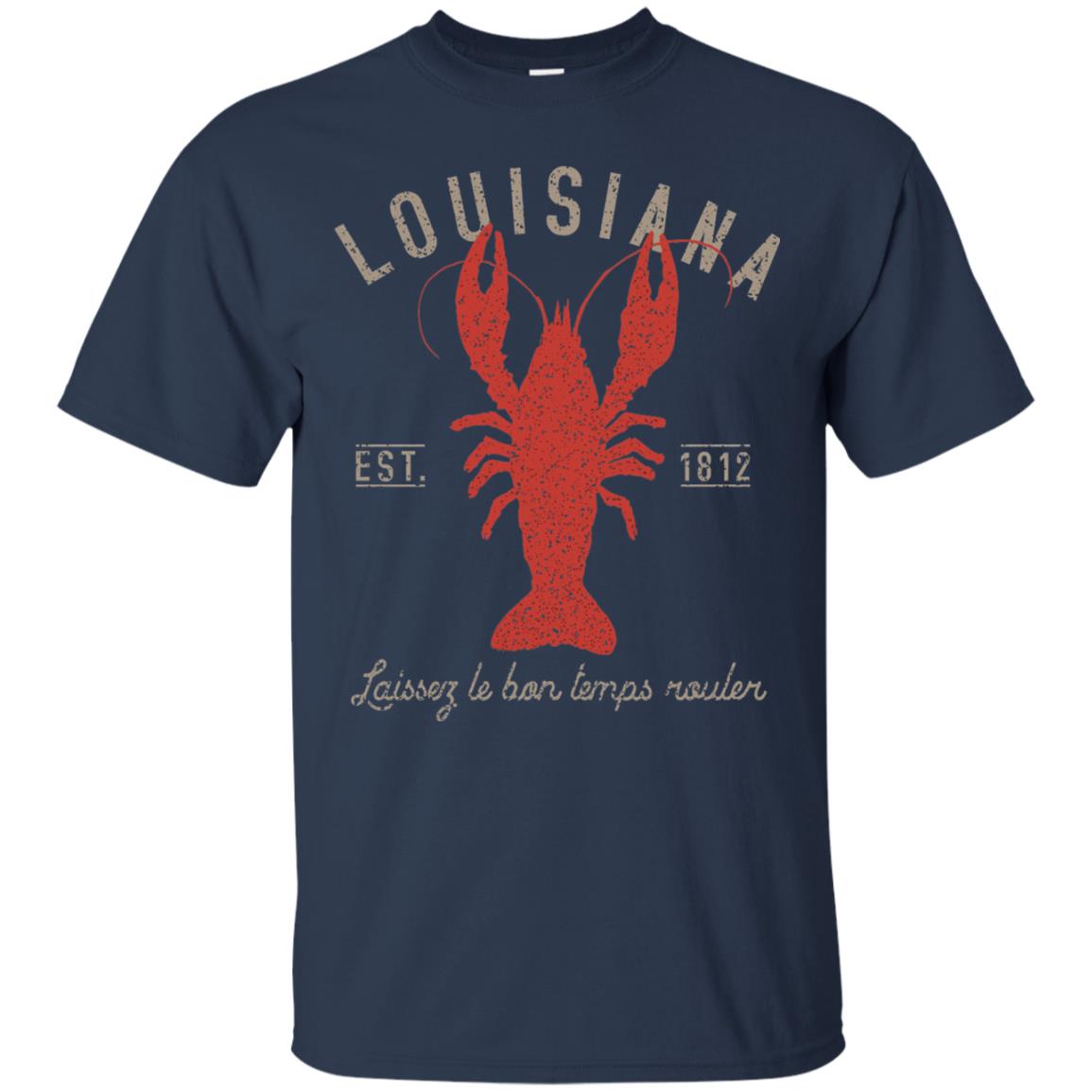 Louisiana Laissez Le Bon Temps Rouler Crawfish T-shirt Navy