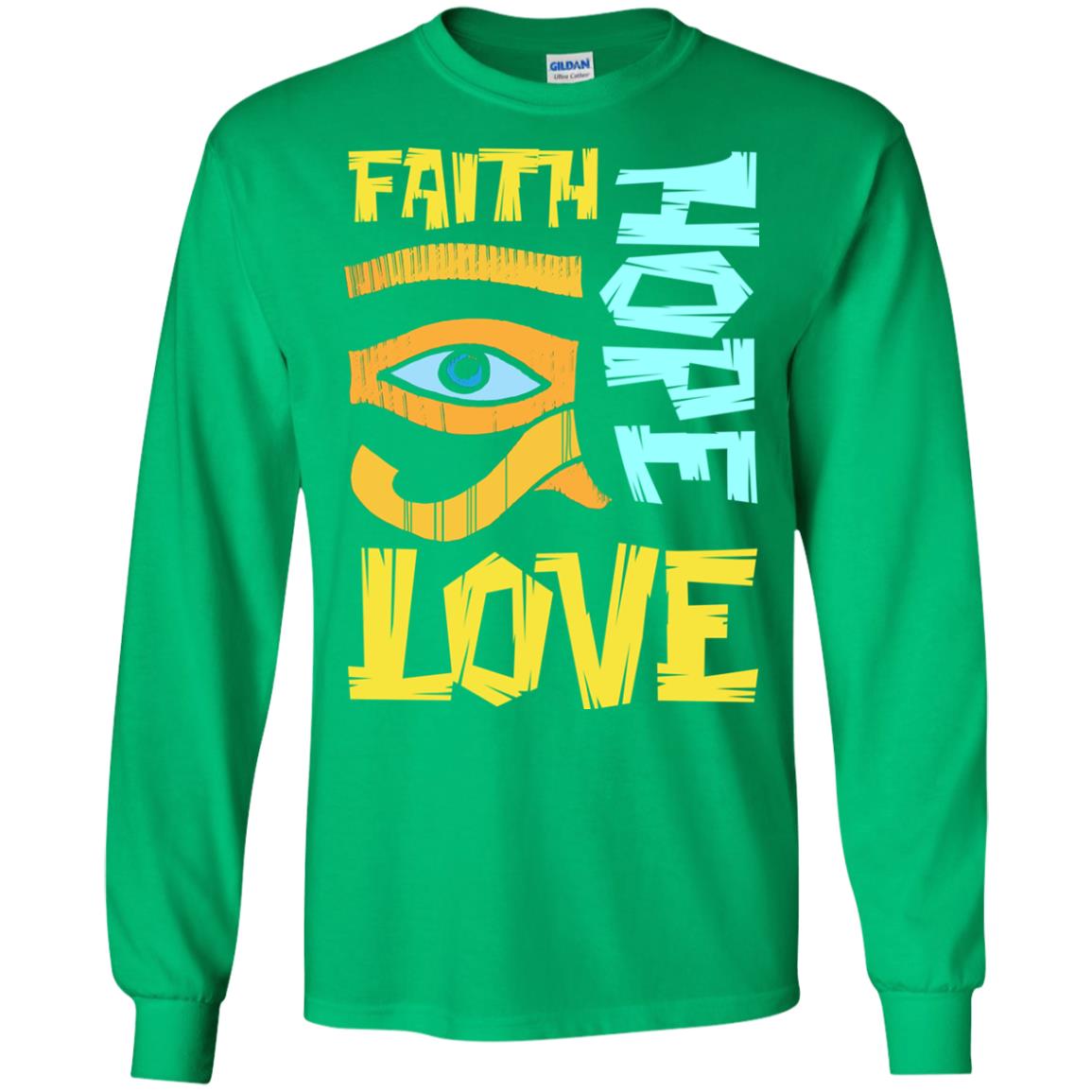 Faith Hope Love Christian T-shirt Irish Green