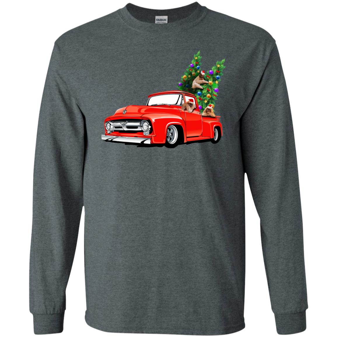 Christmas Tree And Sloths On Car X-mas Gift Shirt Dark Heather