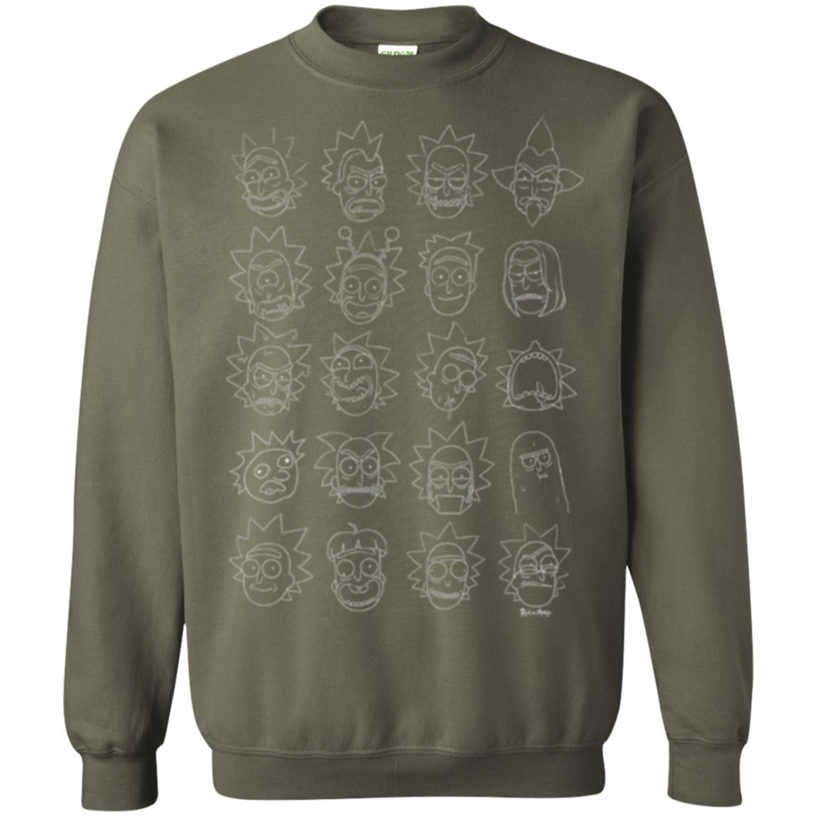 Movie T-Shirt The Many Faces Of Rick Military Green