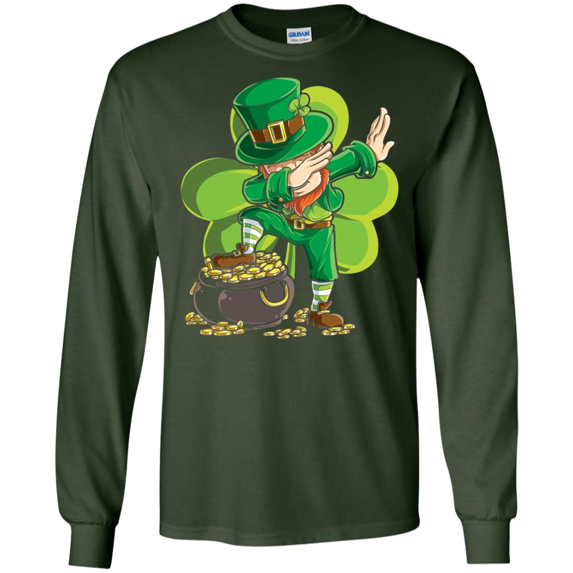 Dabbing Leprechaun St Patricks Day T-shirt Forest Green