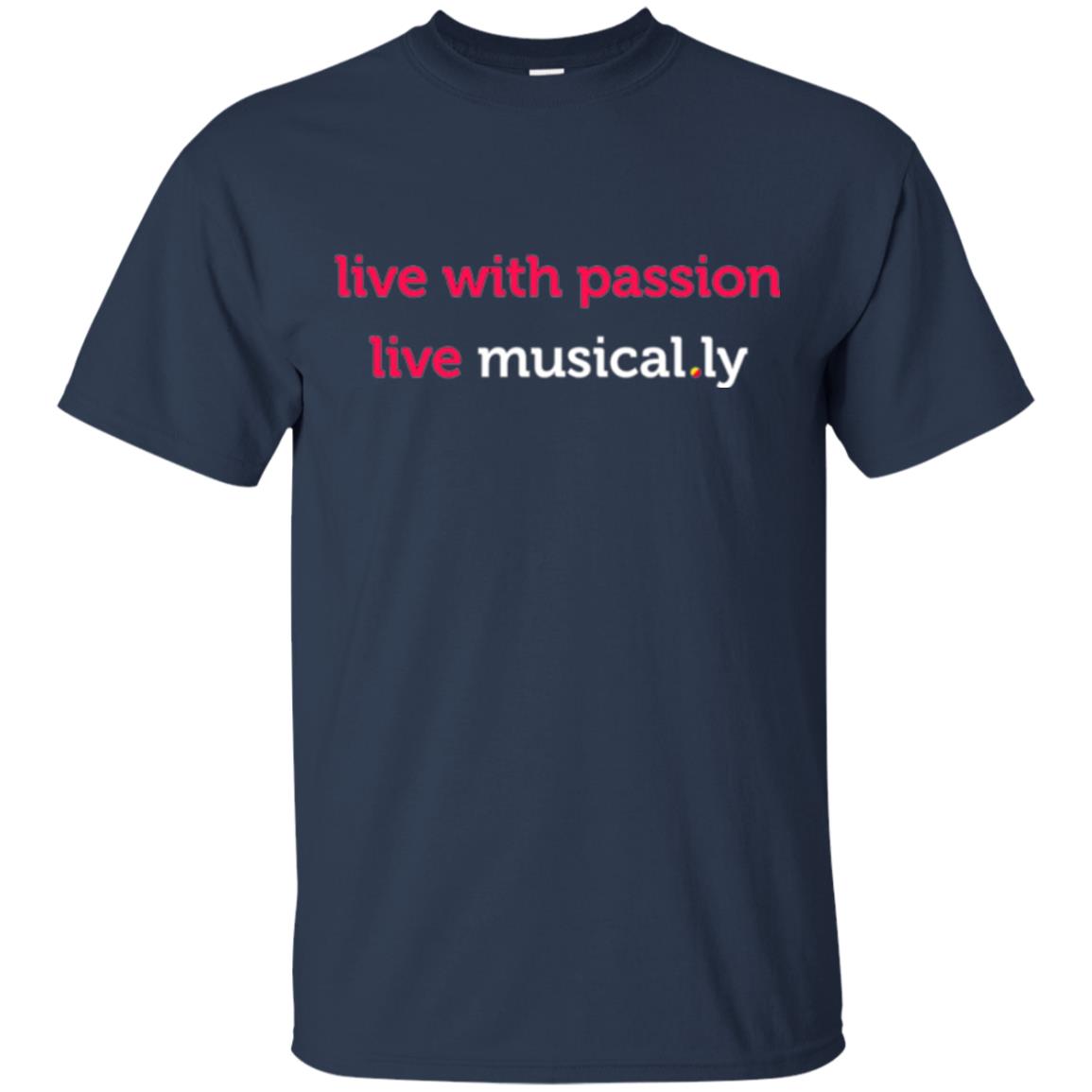 Music Lover T-shirt Live With Passion Live Musical.ly Navy