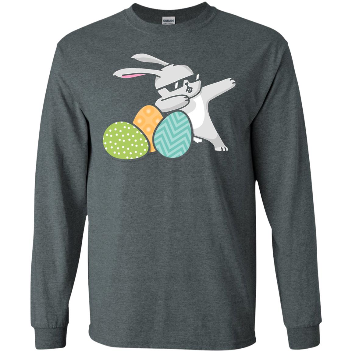 Easter Bunny Dabbing Gift Shirt For Dabbing Lover Dark Heather