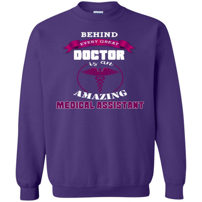 Behind Every Great Doctor Is Amazing Medical Assistant Shirt Purple