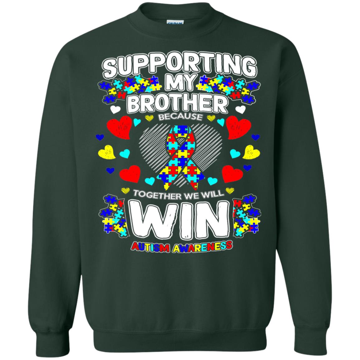 Autism Awareness Shirts For Supporting My Brother Forest Green
