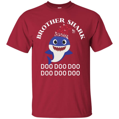 Brother Shark With Santa Claus Hat Merry X-mas Family Shark Gift Shirt Cardinal