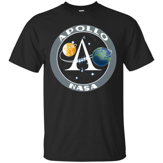Apollo Program Moon Landing Patch Print Nasa Astronomy T-shirt Black