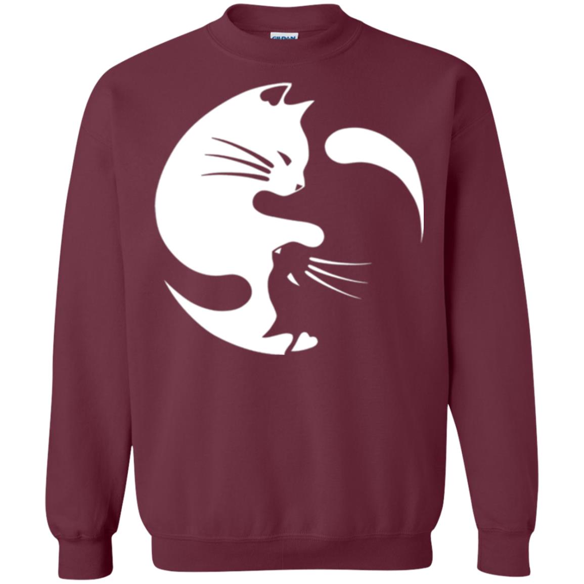Ying Yang Cat T-shirt Maroon