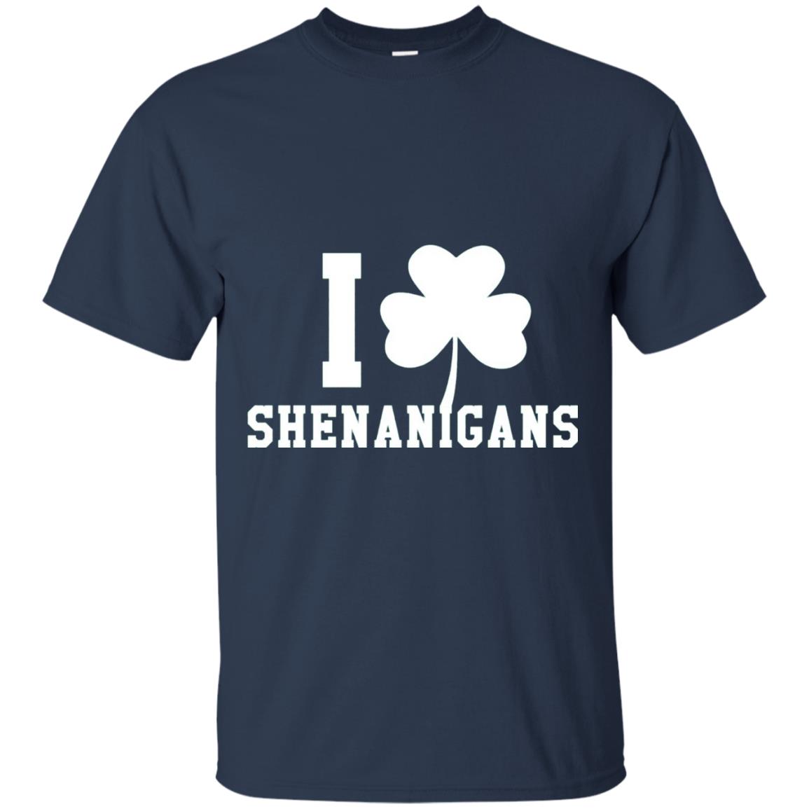 I Love Shenanigans Shamrock Saint Patrick_s Day T-shirt Navy