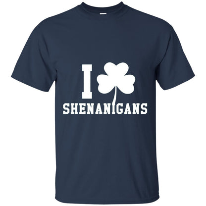I Love Shenanigans Shamrock Saint Patrick_s Day T-shirt Navy