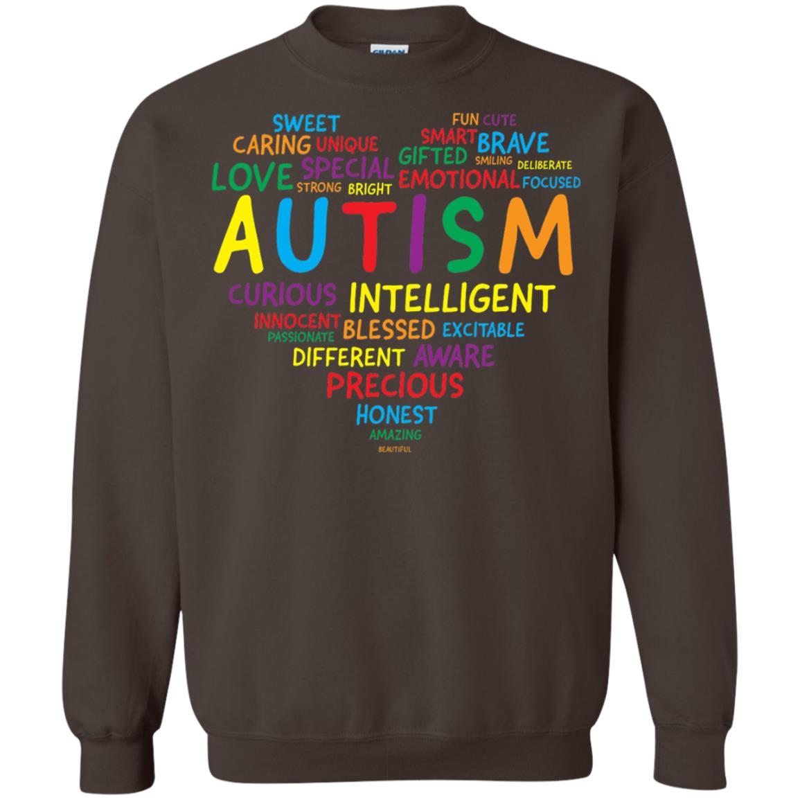 Autism Heart Autism Awareness T-shirt Dark Chocolate