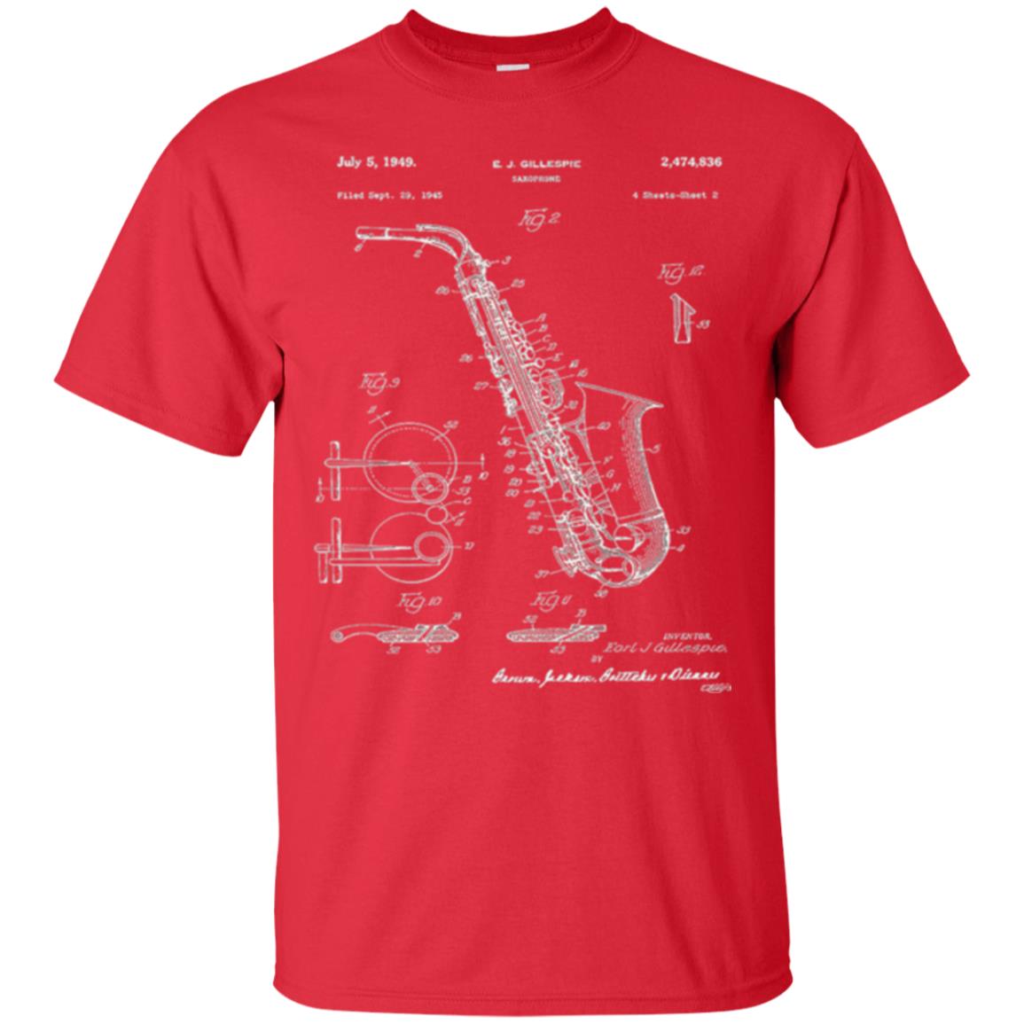 Saxophone Patent Graphic T-shirt Red